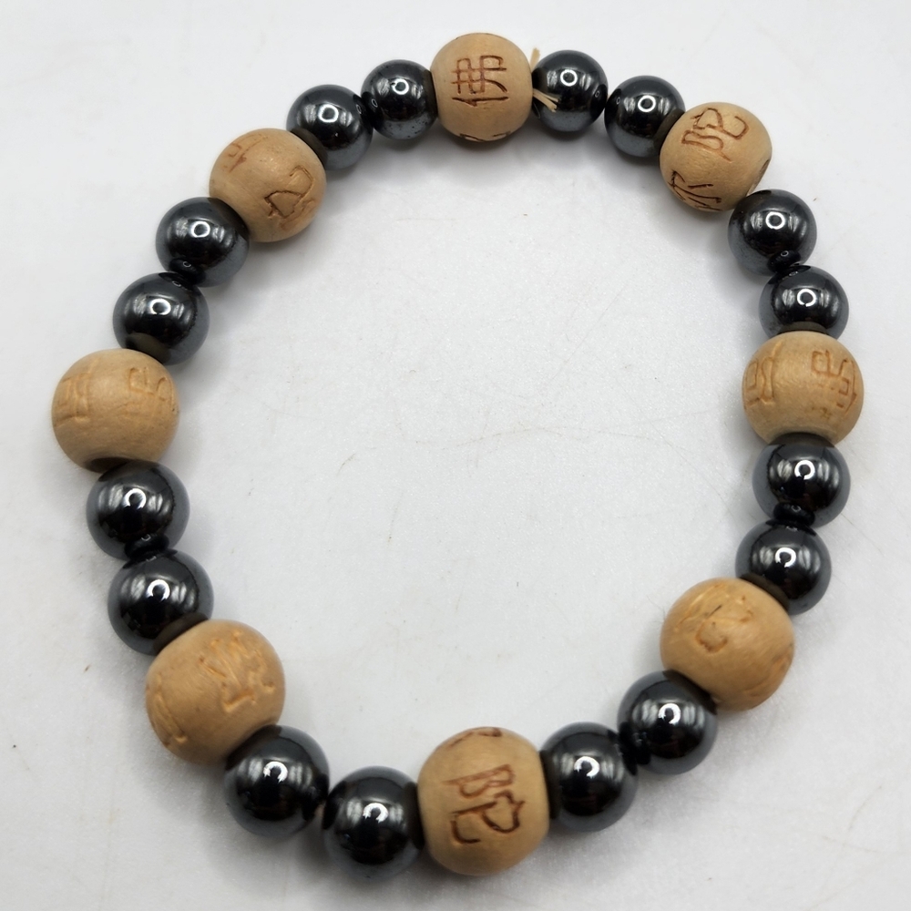 LUCKY KARMA BEADS OS Hematite Good Health Stretch Bracelet